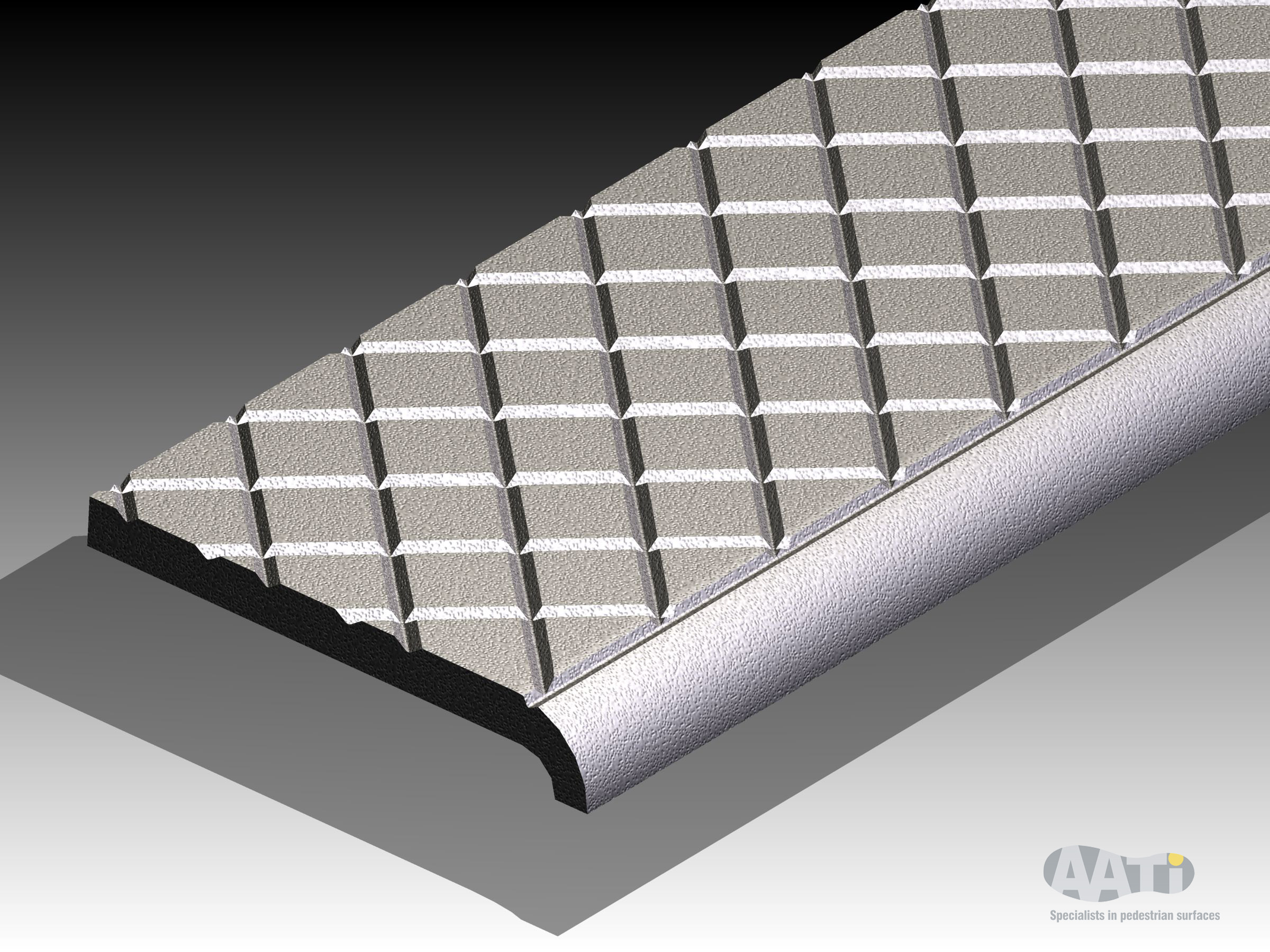SN3/HDLT/100 HDLT™ cast-metal stair nosing with diamond-pattern anti-slip surface
