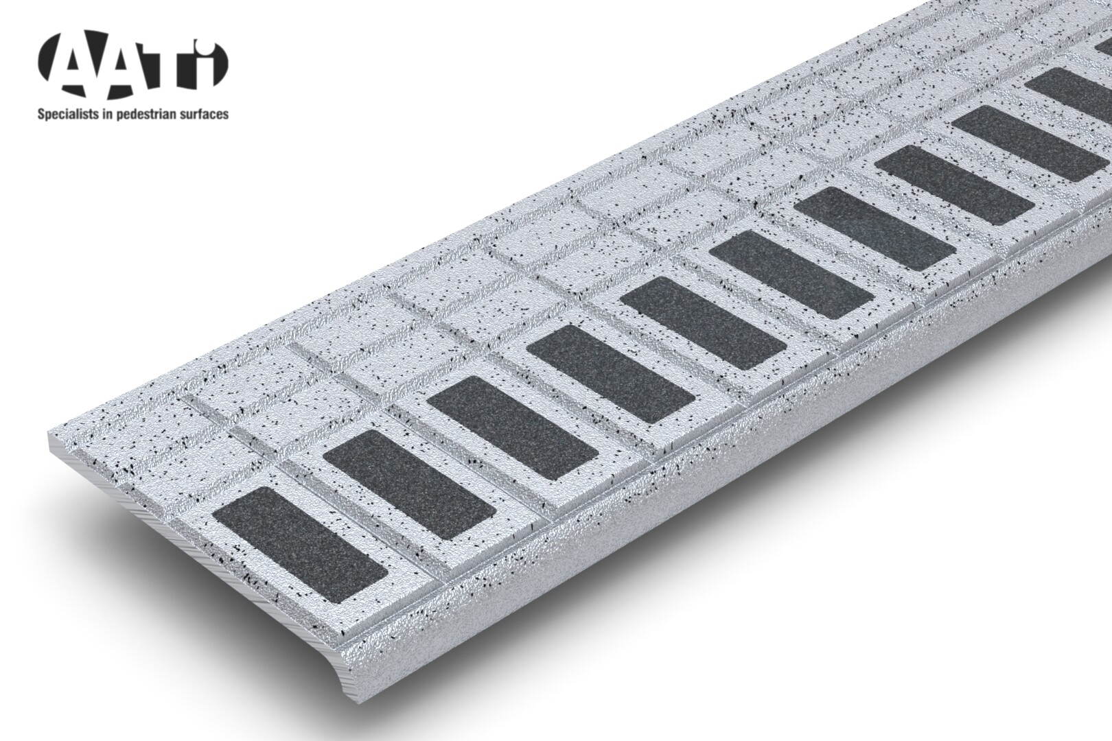 SN3/SL3/140 Sightline™ aluminium stair nosing with dark anti-slip inserts