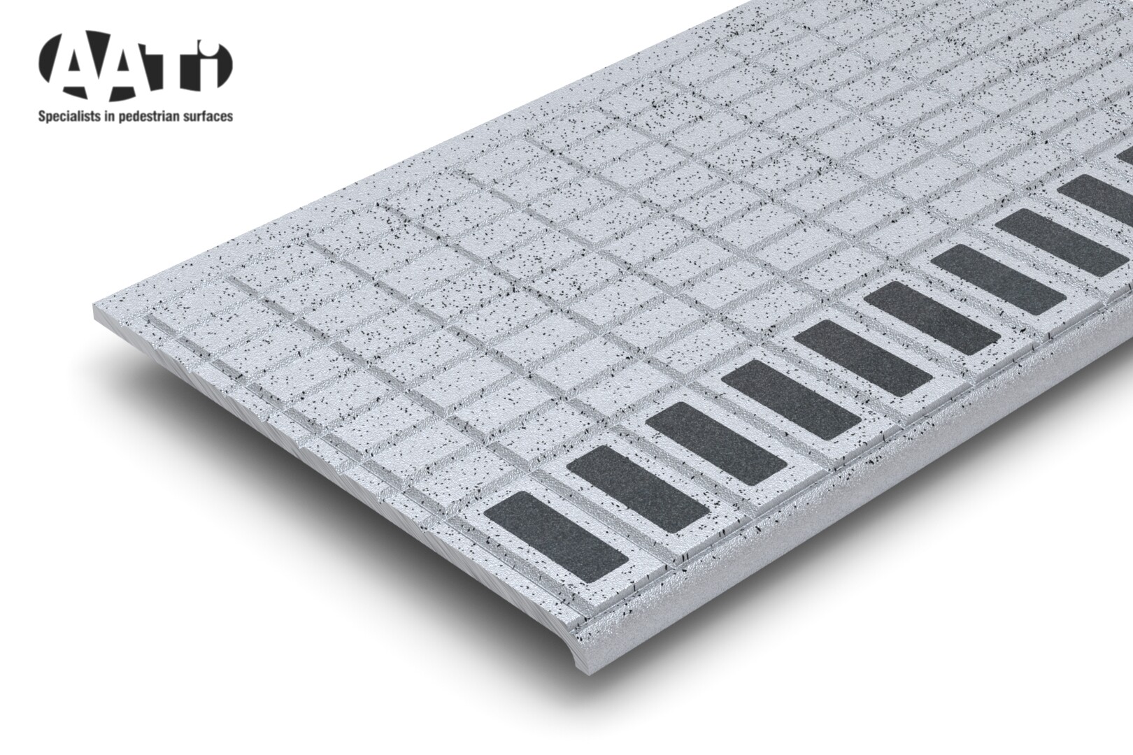 SN3/SL3/280 Sightline™ cast-aluminium stair nosing with dark anti-slip inserts