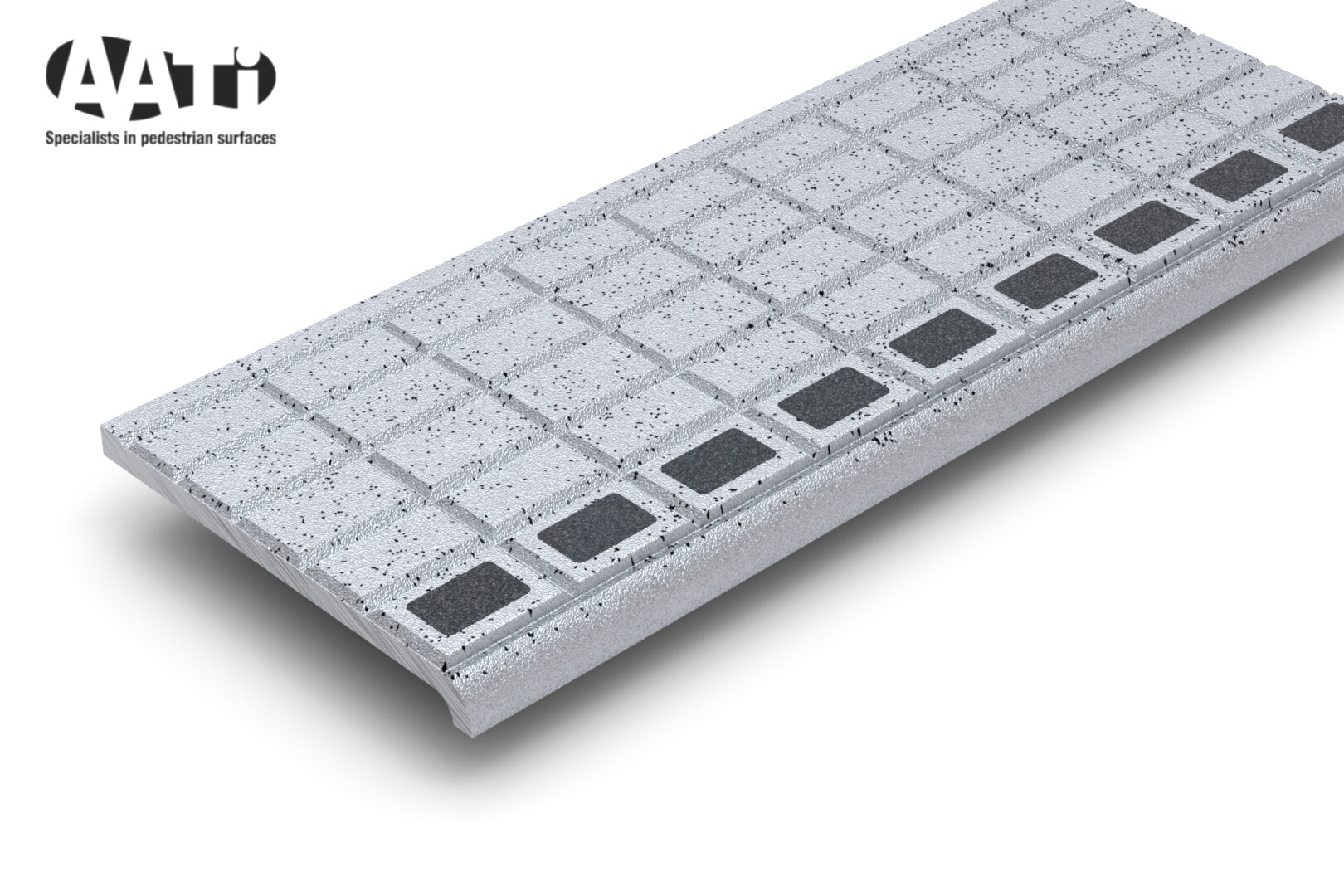 SN32/SL/140 Sightline™ aluminium stair nosing with dark anti-slip inserts