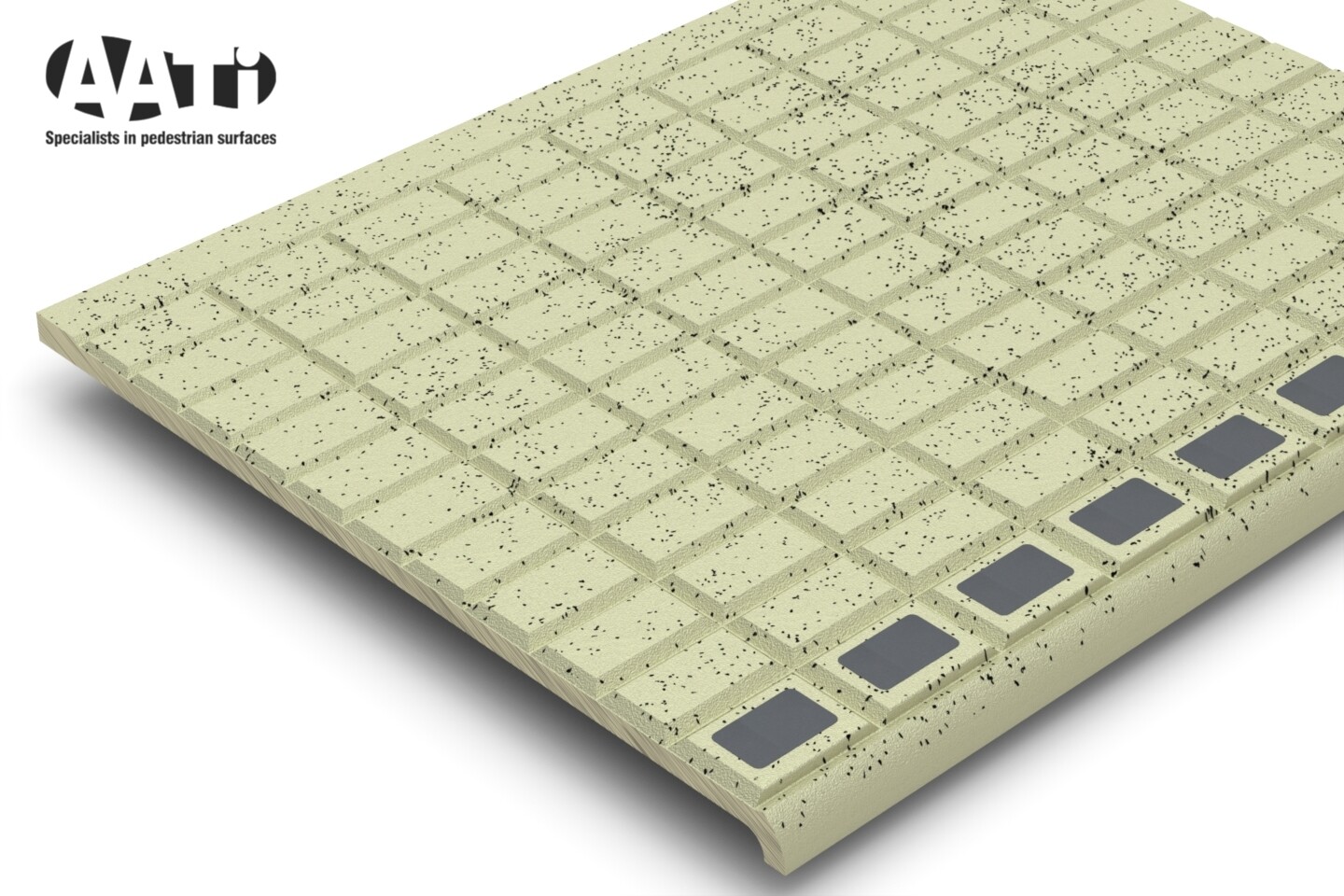 SN32/SL/280 Sightline™ nickel-bronze stair nosing with dark anti-slip inserts