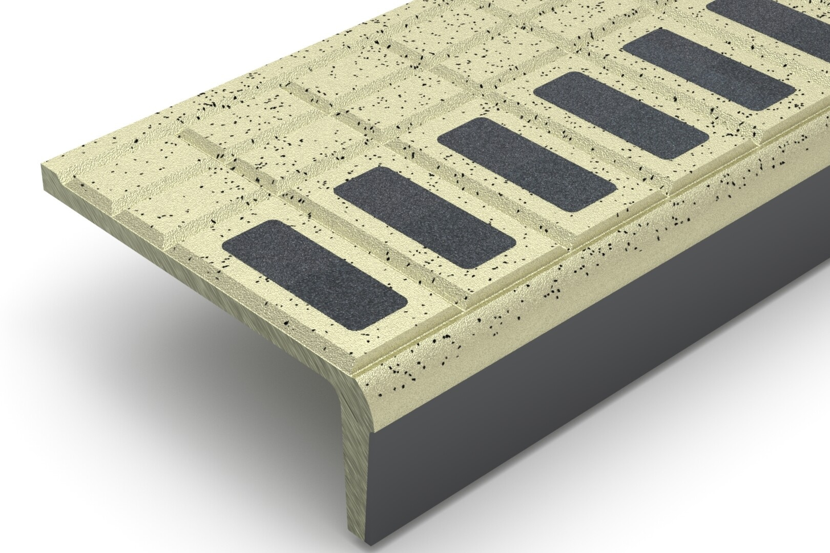 SN93/SL3/140 Sightline™ nickel-bronze stair nosing with dark anti-slip inserts