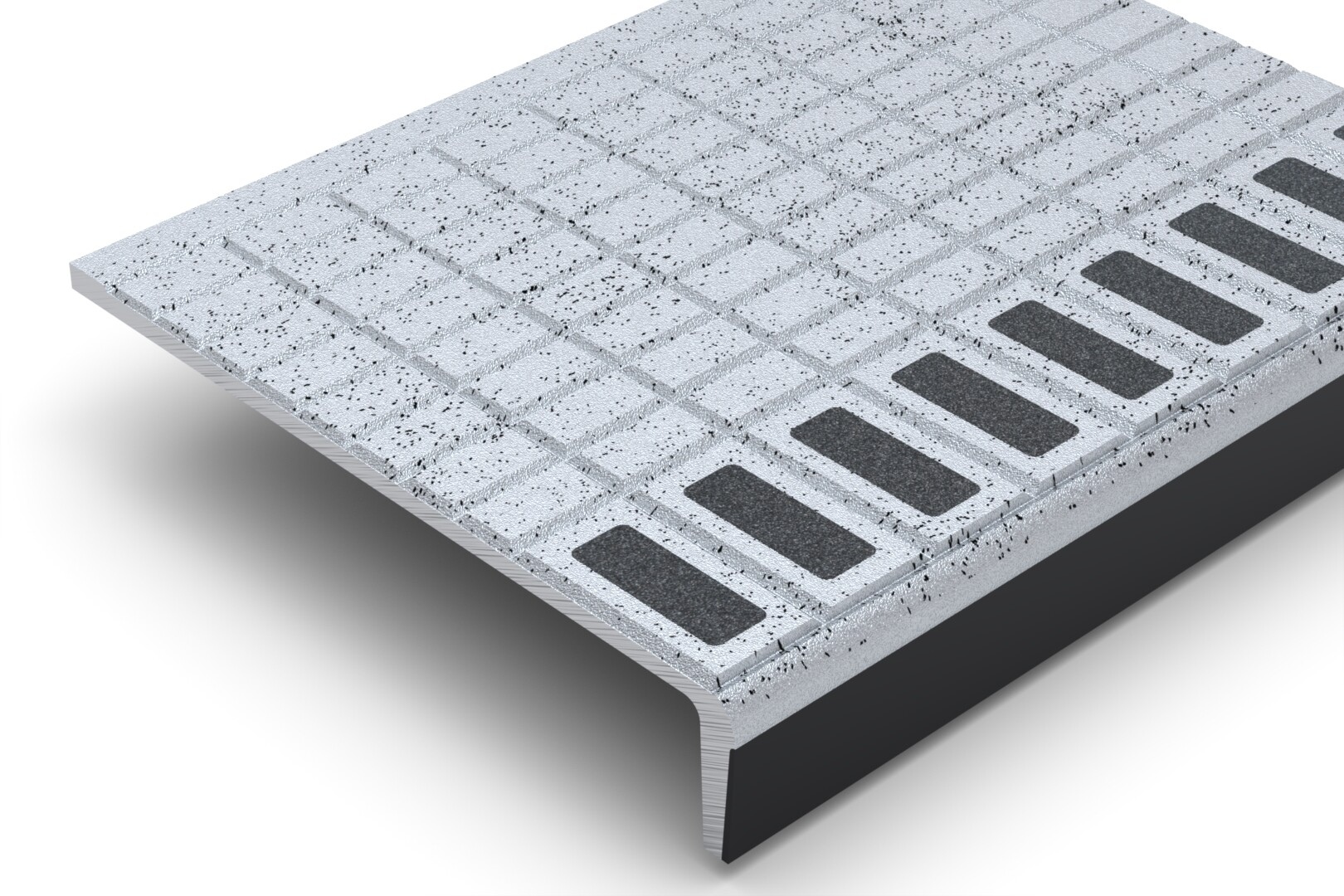 SN93/SL3/280 Sightline™ aluminium stair nosing with dark anti-slip inserts